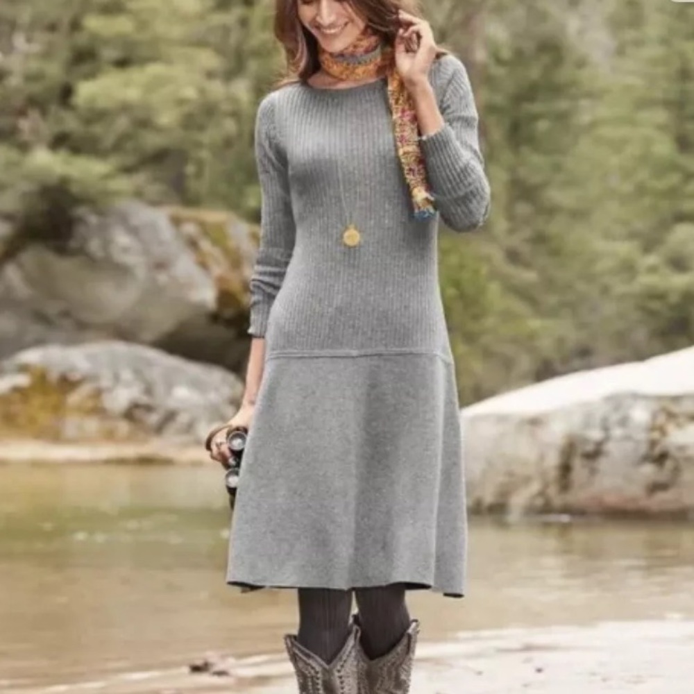 Sundance Tierney Long Sleeve Drop Waist Ribbed Sweater Dress Size XS Merino Wool